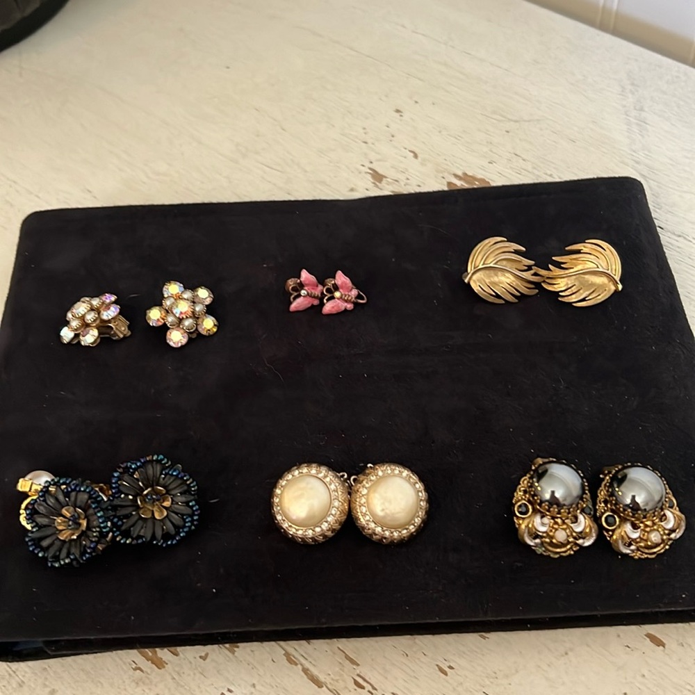 Lot designer Vintage clip on earrings Bergere Trifari W Germany unmarked